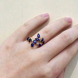 Sapphire Branch Leaves Ring