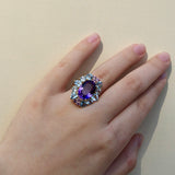 Margeret Amethyst Aquamarine Pink Sapphire Cocktail Ring