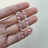 Pear Morganite Diamond Line Drop Earrings