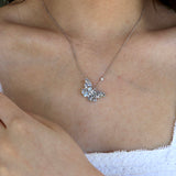 Aquamarine Diamond Butterfly Pendant Necklace