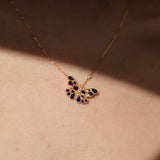 Sapphire Diamond Butterfly Pendant Necklace