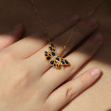 Sapphire Diamond Butterfly Pendant Necklace