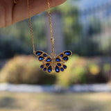 Sapphire Diamond Butterfly Pendant Necklace