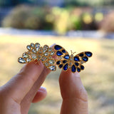 Sapphire Aquamarine Diamond Two Butterfly Between the Finger Cocktail Ring