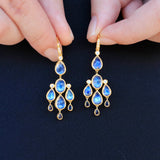 Moonsotne Sapphire Diamond Chandelier Drop Earrings