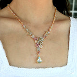 Symphony Aquamarine Pink Sapphire Statement Necklace