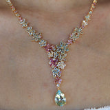 Symphony Aquamarine Pink Sapphire Statement Necklace