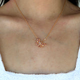 Pink Sapphire Diamond Butterfly Pendant Necklace