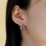 Elizabeth Sapphire, Aquamarine and Diamond Cluster Pearl Drop Earrings