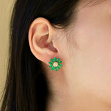 Sunflower Emerald Diamond Earrings