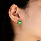 Sunflower Emerald Diamond Earrings