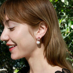 Nina Zhou Elizabeth Natural Morganite, Pink Tourmaline and Diamond Cluster Pearl Convertible Drop Earrings 14k yellow gold