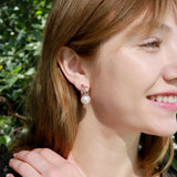 Nina Zhou Elizabeth Natural Morganite, Pink Tourmaline and Diamond Cluster Pearl Convertible Drop Earrings 14k yellow gold