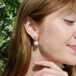 Nina Zhou Elizabeth Natural Morganite, Pink Tourmaline and Diamond Cluster Pearl Convertible Drop Earrings 14k yellow gold