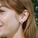 Elizabeth Natural Morganite, Pink Tourmaline and Diamond Cluster Earrings in 14K Gold