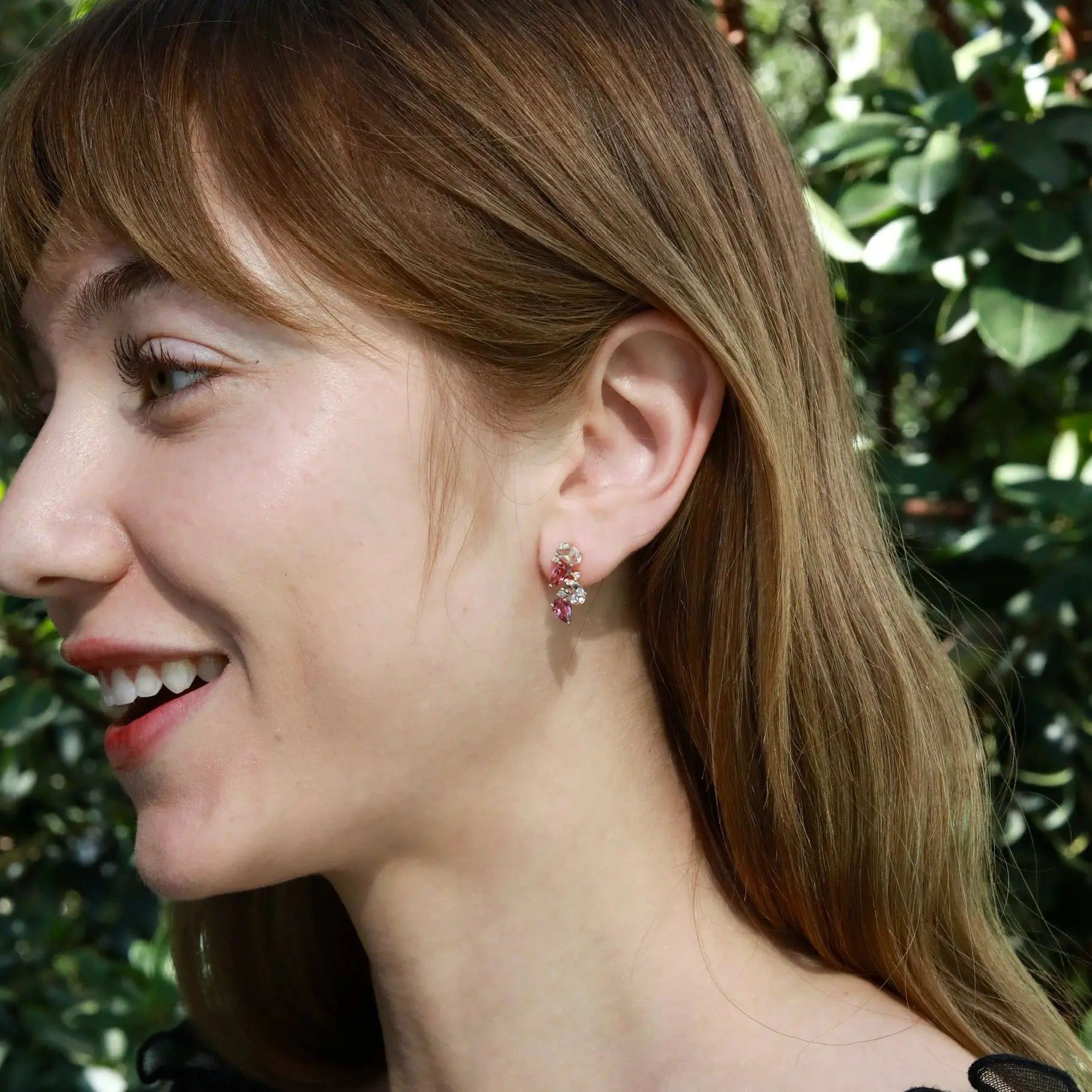 Nina Zhou Nosa 14K Gold Natural Morganite, Pink Tourmaline and Diamond Drop Earrings