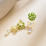 Nina Zhou 14k Gold Island Blossoms Natural Peridot Opal Diamond Moonstone Convertible Drop Earrings 