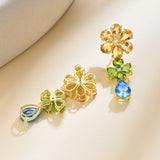 Nina Zhou 14k Gold Island Blossoms Citrine Peridot Diamond Topaz Convertible Drop Earrings