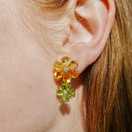 Nina Zhou 14k Gold Island Blossoms Citrine Peridot Diamond Drop Earrings