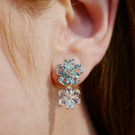Nina Zhou 14K Gold Island Blossoms Natural Aquamarine Moonstone Diamond Drop Earrings