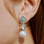Nina Zhou 14K Gold Island Blossoms Natural Aquamarine Moonstone Diamond Freshwater Pearls Convertible Drop Earrings