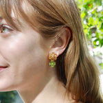 Nina Zhou 14k Gold Island Blossoms Citrine Peridot Diamond Drop Earrings