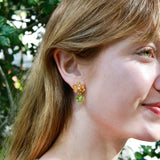 Nina Zhou 14k Gold Island Blossoms Citrine Peridot Diamond Drop Earrings