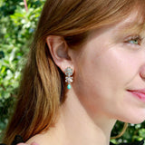 Nina Zhou 14K Gold Island Blossoms Natural Aquamarine Moonstone Diamond Turquoise Convertible Drop Earrings