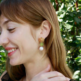 Nina Zhou 14k gold Island Blossoms Citrine Peridot Diamond Pearl Convertible Drop Earrings