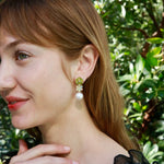Nina Zhou 14k Gold Island Blossoms Peridot Opal Diamond Pearl Convertible Drop Earrings