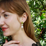 Nina Zhou 14k Gold Island Blossoms Peridot Opal Diamond Pearl Convertible Drop Earrings