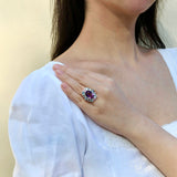 Margeret Amethyst Aquamarine Pink Sapphire Cocktail Ring