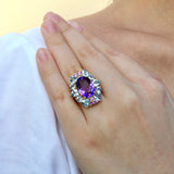 Margeret Amethyst Aquamarine Pink Sapphire Cocktail Ring