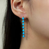 Pear Turquoise Diamond Line Drop Earrings