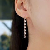 Pear Morganite Diamond Line Drop Earrings