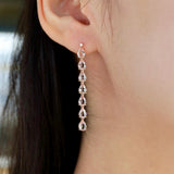 Pear Morganite Diamond Line Drop Earrings