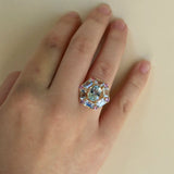 Margeret Aquamarine Pink Sapphire Cocktail Ring