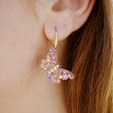 Butterfly Blossom Natural Pink Sapphire Drop Earrings 14k yellow gold
