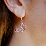 Butterfly Blossom Natural Pink Sapphire Drop Earrings 14k yellow gold