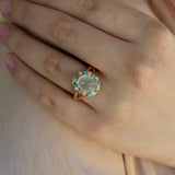 Aquamarine Turquoise Diamond Vintage-Style Cocktail Ring