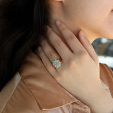 Aquamarine Turquoise Diamond Vintage-Style Cocktail Ring