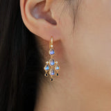 Moonsotne Sapphire Diamond Chandelier Drop Earrings