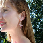 Butterfly Blossom Natural Pink Sapphire, Tourmaline, Morganite & Diamond Convertible Drop Earrings 14k yellow gold