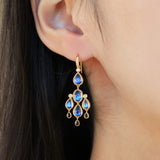 Moonsotne Sapphire Diamond Chandelier Drop Earrings