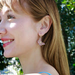 Butterfly Blossom Natural Pink Sapphire Drop Earrings 14k yellow gold