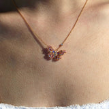 Pink Sapphire Diamond Butterfly Pendant Necklace