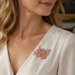 Hydrangea Blossom Pink Tourmaline Morganite Diamond Brooch/Pendant in 14k yellow gold