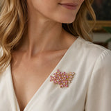 Hydrangea Blossom Pink Tourmaline Morganite Diamond Brooch/Pendant in 14k yellow gold