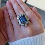 14k yellow gold Margeret natural London Blue Topaz Aquamarine Sapphire Cocktail Ring luxury ring gift9