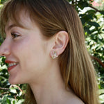 Nina Zhou Natural Morganite Peridot Diamond Blossom Earrings in 14k gold